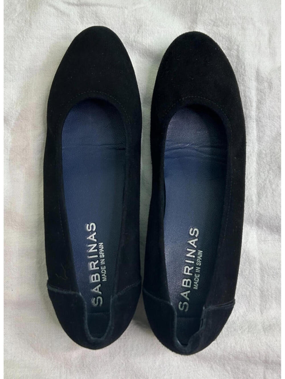 Sabrinas London Black Suede Ballet Wedge Slip-On Shoes EU40 US 9
